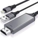 สายแปลง 2 เมตร 1080P 8 พิน เป็น HDMI, รองรับอะแดปเตอร์ iPhone เป็น HDMI, 8 พิน
