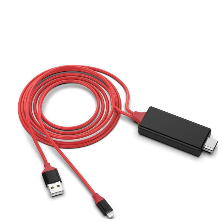 สายแปลง 2 เมตร 1080P 8 พิน เป็น HDMI, รองรับอะแดปเตอร์ iPhone เป็น HDMI, 8 พิน
