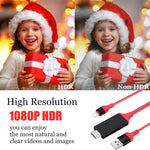 สายแปลง 2 เมตร 1080P 8 พิน เป็น HDMI, รองรับอะแดปเตอร์ iPhone เป็น HDMI, 8 พิน