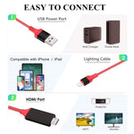 สายแปลง 2 เมตร 1080P 8 พิน เป็น HDMI, รองรับอะแดปเตอร์ iPhone เป็น HDMI, 8 พิน
