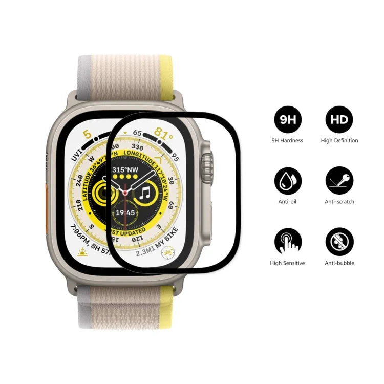 ฟิล์มกระจกนิรภัย 9H ครอบคลุมเต็มจอ ENKAY สำหรับ Apple Watch Ultra 1 / 2 / 3 49 มม., 1 ชิ้น, 2 ชิ้น, 5 ชิ้น, 10 ชิ้น