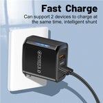 ที่ชาร์จโทรศัพท์มือถือ USB พอร์ตคู่ 36W QC3.0 กำลังขาออกคู่ 18W พร้อมปลั๊ก EU