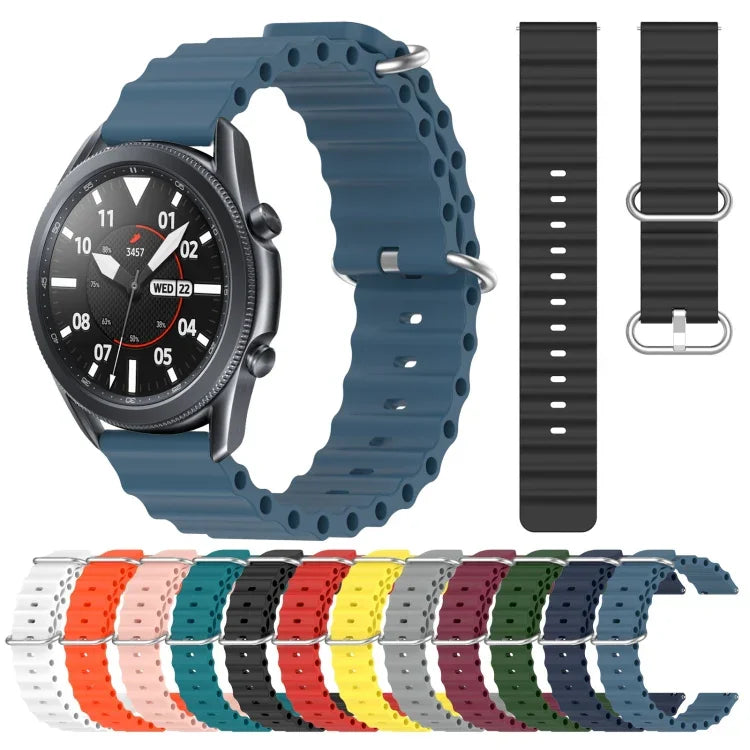 สายรัดข้อมือซิลิโคนสีพื้นสไตล์มหาสมุทร 22mm สำหรับ Samsung Galaxy Watch3 45mm, สำหรับ Samsung Galaxy Watch 46mm, สำหรับ Samsung Gear S3 Classic, สำหรับ Samsung Gear S3 Frontier