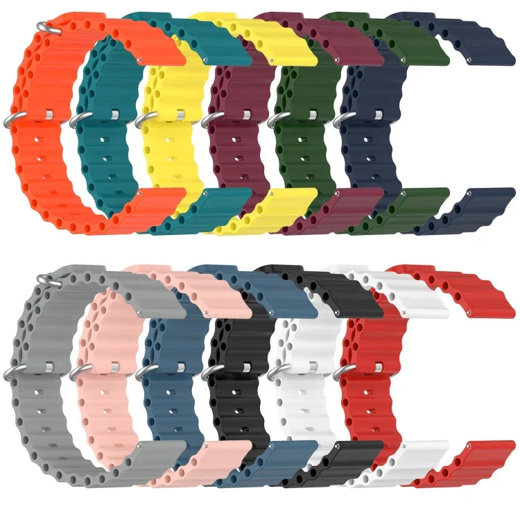 สายรัดข้อมือซิลิโคนสีพื้นสไตล์มหาสมุทร 22mm สำหรับ Samsung Galaxy Watch3 45mm, สำหรับ Samsung Galaxy Watch 46mm, สำหรับ Samsung Gear S3 Classic, สำหรับ Samsung Gear S3 Frontier