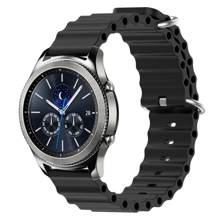 สายรัดข้อมือซิลิโคนสีพื้นสไตล์มหาสมุทร 22mm สำหรับ Samsung Galaxy Watch3 45mm, สำหรับ Samsung Galaxy Watch 46mm, สำหรับ Samsung Gear S3 Classic, สำหรับ Samsung Gear S3 Frontier