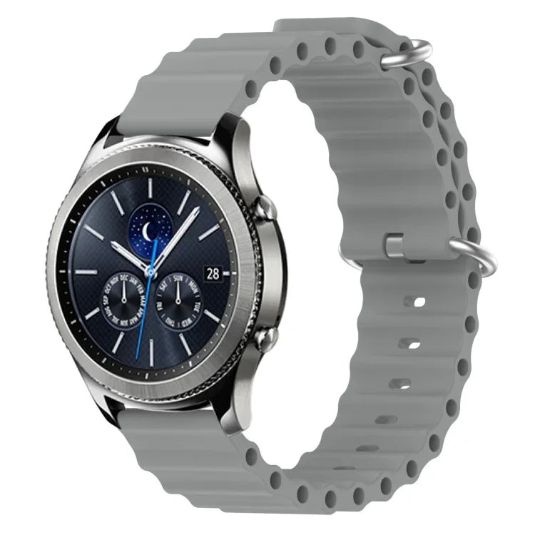 สายรัดข้อมือซิลิโคนสีพื้นสไตล์มหาสมุทร 22mm สำหรับ Samsung Galaxy Watch3 45mm, สำหรับ Samsung Galaxy Watch 46mm, สำหรับ Samsung Gear S3 Classic, สำหรับ Samsung Gear S3 Frontier