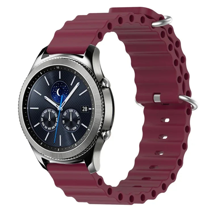 สายรัดข้อมือซิลิโคนสีพื้นสไตล์มหาสมุทร 22mm สำหรับ Samsung Galaxy Watch3 45mm, สำหรับ Samsung Galaxy Watch 46mm, สำหรับ Samsung Gear S3 Classic, สำหรับ Samsung Gear S3 Frontier