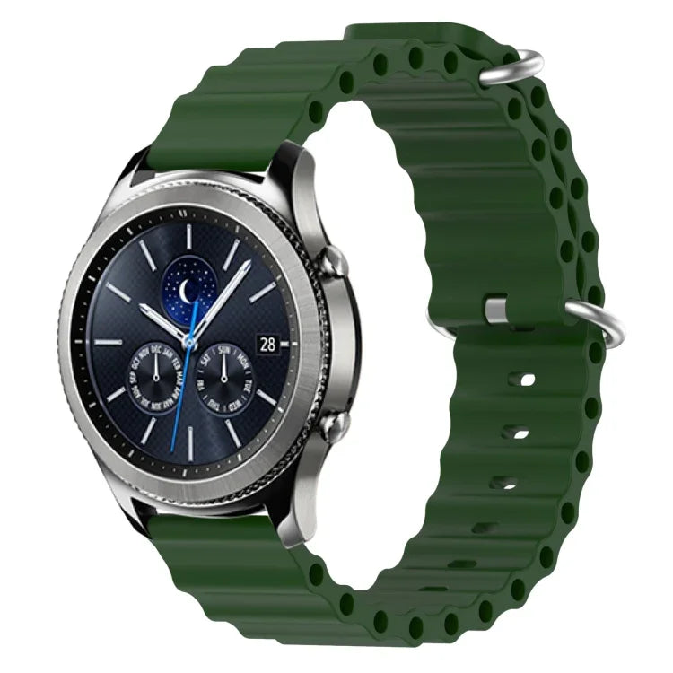 สายรัดข้อมือซิลิโคนสีพื้นสไตล์มหาสมุทร 22mm สำหรับ Samsung Galaxy Watch3 45mm, สำหรับ Samsung Galaxy Watch 46mm, สำหรับ Samsung Gear S3 Classic, สำหรับ Samsung Gear S3 Frontier