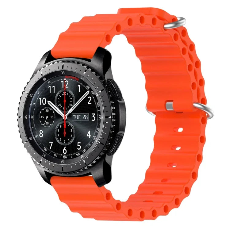 สายรัดข้อมือซิลิโคนสีพื้นสไตล์มหาสมุทร 22mm สำหรับ Samsung Galaxy Watch3 45mm, สำหรับ Samsung Galaxy Watch 46mm, สำหรับ Samsung Gear S3 Classic, สำหรับ Samsung Gear S3 Frontier