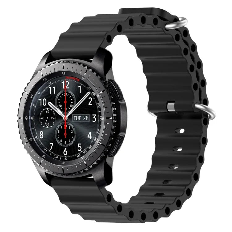 สายรัดข้อมือซิลิโคนสีพื้นสไตล์มหาสมุทร 22mm สำหรับ Samsung Galaxy Watch3 45mm, สำหรับ Samsung Galaxy Watch 46mm, สำหรับ Samsung Gear S3 Classic, สำหรับ Samsung Gear S3 Frontier