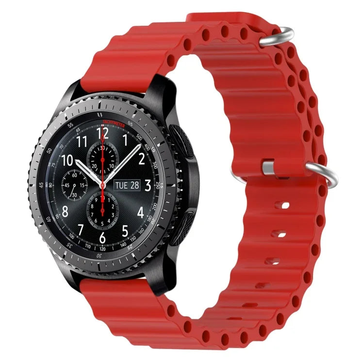 สายรัดข้อมือซิลิโคนสีพื้นสไตล์มหาสมุทร 22mm สำหรับ Samsung Galaxy Watch3 45mm, สำหรับ Samsung Galaxy Watch 46mm, สำหรับ Samsung Gear S3 Classic, สำหรับ Samsung Gear S3 Frontier