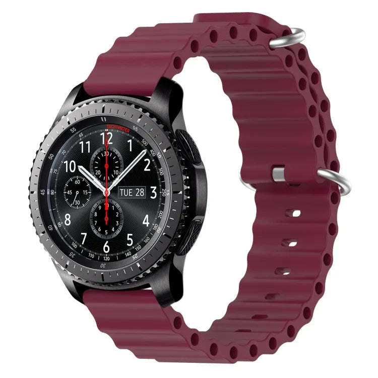สายรัดข้อมือซิลิโคนสีพื้นสไตล์มหาสมุทร 22mm สำหรับ Samsung Galaxy Watch3 45mm, สำหรับ Samsung Galaxy Watch 46mm, สำหรับ Samsung Gear S3 Classic, สำหรับ Samsung Gear S3 Frontier