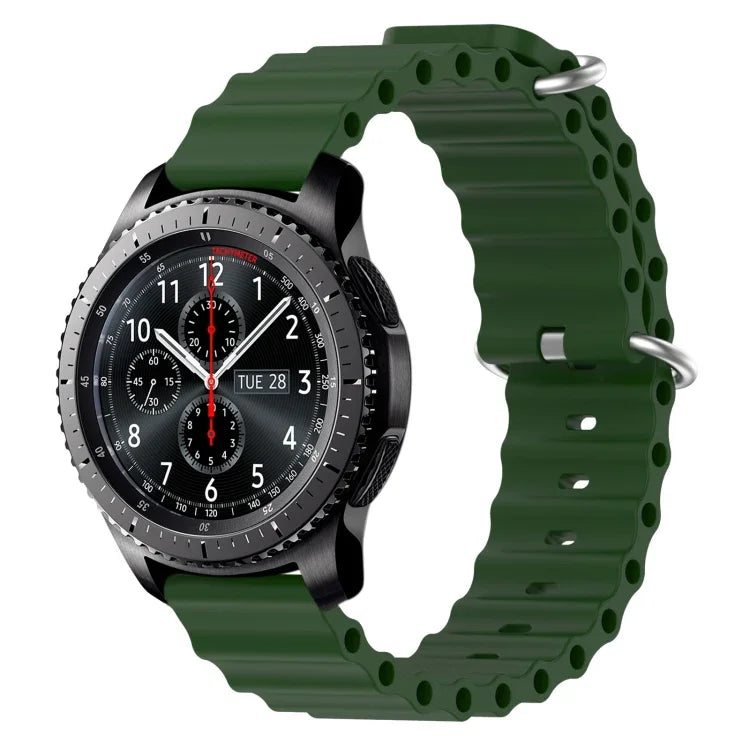 สายรัดข้อมือซิลิโคนสีพื้นสไตล์มหาสมุทร 22mm สำหรับ Samsung Galaxy Watch3 45mm, สำหรับ Samsung Galaxy Watch 46mm, สำหรับ Samsung Gear S3 Classic, สำหรับ Samsung Gear S3 Frontier