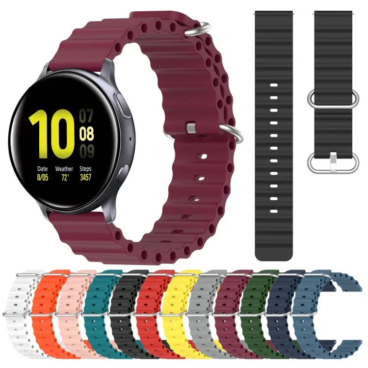 สายรัดนาฬิกาซิลิโคนสีเรียบสไตล์โอเชียน 20mm สำหรับ Samsung Galaxy Watch Active 2 44mm, สำหรับ Samsung Galaxy Watch 42mm