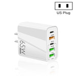 ที่ชาร์จพอร์ต USB หลายพอร์ต 65W Dual PD Type-C + 3 x USB สำหรับโทรศัพท์และแท็บเล็ต พร้อมปลั๊ก US