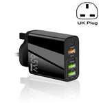 ที่ชาร์จพอร์ต USB หลายพอร์ต 65W Dual PD Type-C + 3 x USB สำหรับโทรศัพท์และแท็บเล็ต พร้อมปลั๊ก UK