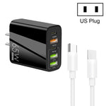 ที่ชาร์จพอร์ตคู่ 65W Dual PD Type-C + 3 x USB พร้อมสายข้อมูล Type-C to Type-C 3A ปลั๊กสหรัฐอเมริกา ปลั๊กสหรัฐอเมริกา + สาย Type-C to Type-C