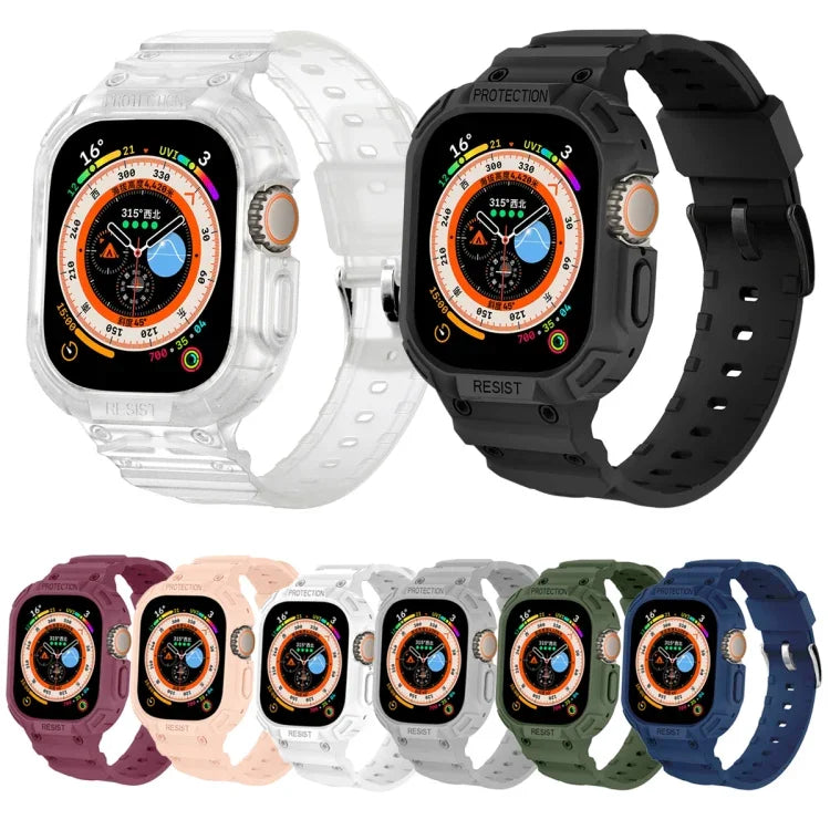 สำหรับ Apple Watch Ultra 3 / 2 / 1 ขนาด 49 มม. เคส TPU แบบบูรณาการ JUNSUNMAY พร้อมสายยางยืดปรับได้