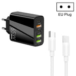 ที่ชาร์จ USB หลายพอร์ต 65W Dual PD Type-C + 3 x USB พร้อมสายข้อมูล Type-C 3A ถึง Type-C, ปลั๊ก US, ปลั๊ก EU + สาย Type-C ถึง Type-C