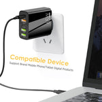 ที่ชาร์จ USB หลายพอร์ต 65W Dual PD Type-C + 3 x USB พร้อมสายข้อมูล Type-C 3A ถึง Type-C, ปลั๊ก US, ปลั๊ก EU + สาย Type-C ถึง Type-C