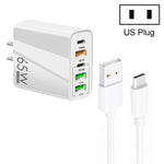ที่ชาร์จพอร์ตคู่ 65W Dual PD Type-C + 3 x USB พร้อมสายข้อมูล USB to Type-C 3A ปลั๊กสหรัฐอเมริกา ปลั๊กสหรัฐอเมริกา + สาย USB to Type-C