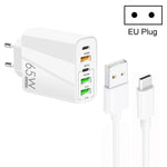 ที่ชาร์จพอร์ตคู่ 65W Dual PD Type-C + 3 x USB พร้อมสายข้อมูล USB to Type-C 3A ปลั๊กยุโรป ปลั๊กยุโรป + สาย USB to Type-C