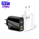 ที่ชาร์จพอร์ตคู่ 65W Dual PD Type-C + 3 x USB พร้อมสายข้อมูล USB to Type-C 3A ปลั๊กยุโรป ปลั๊กยุโรป + สาย USB to Type-C