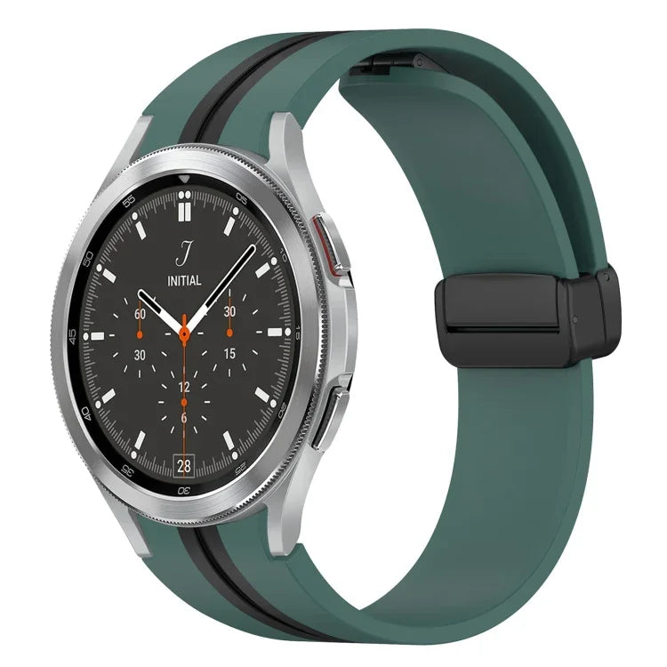 สายซิลิโคนพร้อมตัวล็อกแม่เหล็กพับได้ สำหรับ Samsung Galaxy Watch 4 Classic 46mm, สำหรับ Samsung Galaxy Watch 4 Classic 42mm