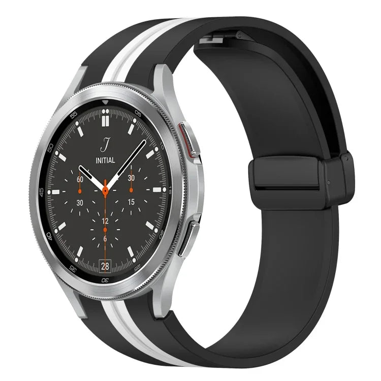 สายซิลิโคนพร้อมตัวล็อกแม่เหล็กพับได้ สำหรับ Samsung Galaxy Watch 4 Classic 46mm, สำหรับ Samsung Galaxy Watch 4 Classic 42mm
