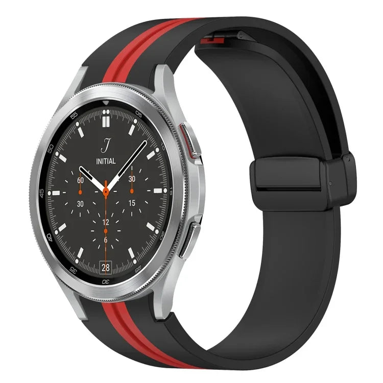 สายซิลิโคนพร้อมตัวล็อกแม่เหล็กพับได้ สำหรับ Samsung Galaxy Watch 4 Classic 46mm, สำหรับ Samsung Galaxy Watch 4 Classic 42mm