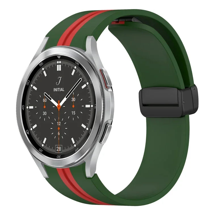 สายซิลิโคนพร้อมตัวล็อกแม่เหล็กพับได้ สำหรับ Samsung Galaxy Watch 4 Classic 46mm, สำหรับ Samsung Galaxy Watch 4 Classic 42mm