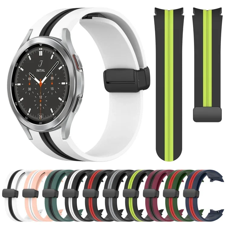 สายซิลิโคนพร้อมตัวล็อกแม่เหล็กพับได้ สำหรับ Samsung Galaxy Watch 4 Classic 46mm, สำหรับ Samsung Galaxy Watch 4 Classic 42mm
