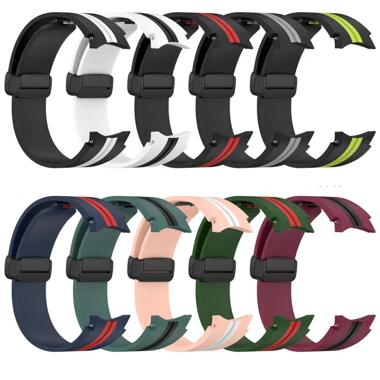 สายซิลิโคนพร้อมตัวล็อกแม่เหล็กพับได้ สำหรับ Samsung Galaxy Watch 4 Classic 46mm, สำหรับ Samsung Galaxy Watch 4 Classic 42mm