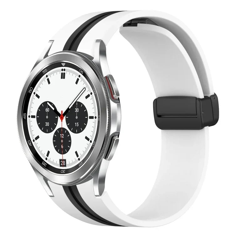สายซิลิโคนพร้อมตัวล็อกแม่เหล็กพับได้ สำหรับ Samsung Galaxy Watch 4 Classic 46mm, สำหรับ Samsung Galaxy Watch 4 Classic 42mm