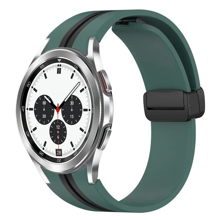 สายซิลิโคนพร้อมตัวล็อกแม่เหล็กพับได้ สำหรับ Samsung Galaxy Watch 4 Classic 46mm, สำหรับ Samsung Galaxy Watch 4 Classic 42mm