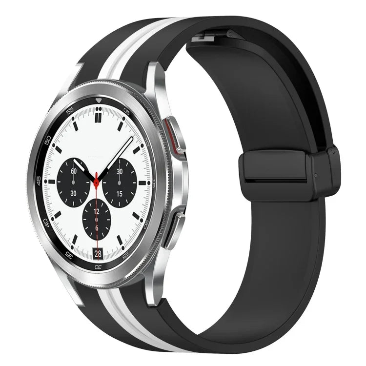 สายซิลิโคนพร้อมตัวล็อกแม่เหล็กพับได้ สำหรับ Samsung Galaxy Watch 4 Classic 46mm, สำหรับ Samsung Galaxy Watch 4 Classic 42mm
