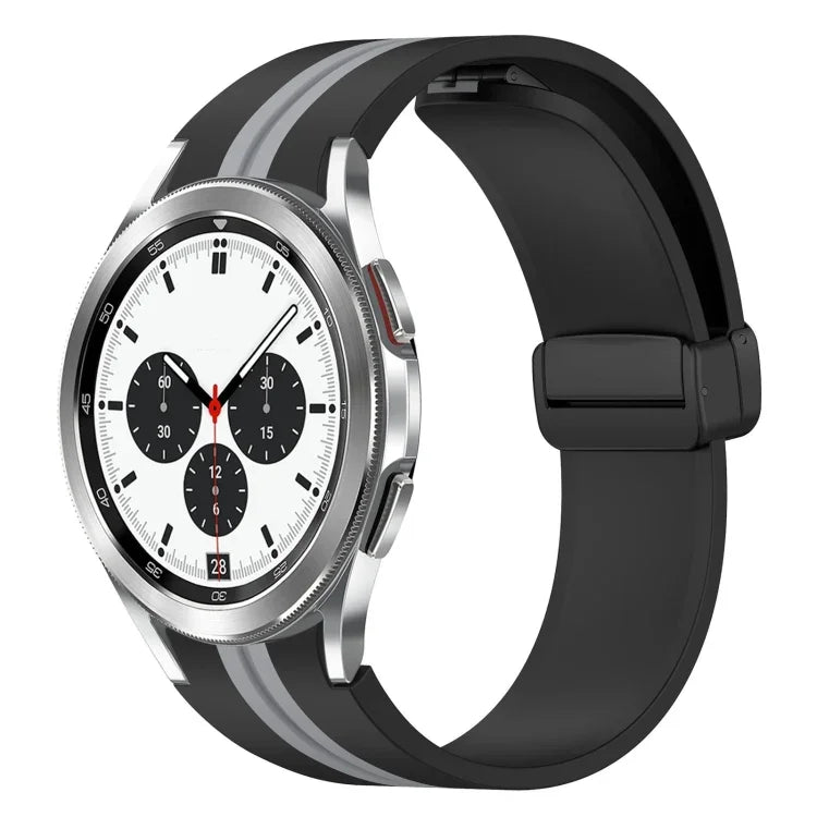 สายซิลิโคนพร้อมตัวล็อกแม่เหล็กพับได้ สำหรับ Samsung Galaxy Watch 4 Classic 46mm, สำหรับ Samsung Galaxy Watch 4 Classic 42mm