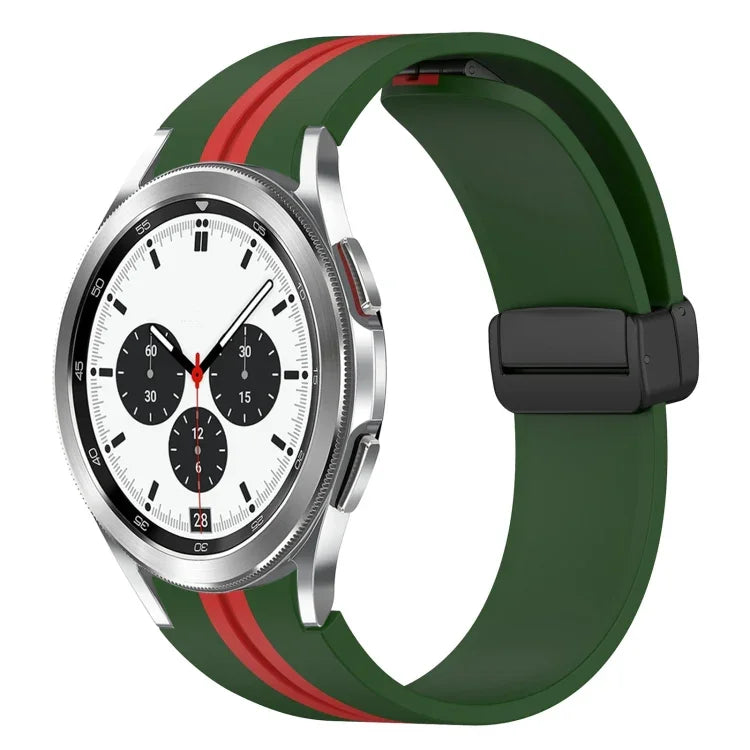 สายซิลิโคนพร้อมตัวล็อกแม่เหล็กพับได้ สำหรับ Samsung Galaxy Watch 4 Classic 46mm, สำหรับ Samsung Galaxy Watch 4 Classic 42mm