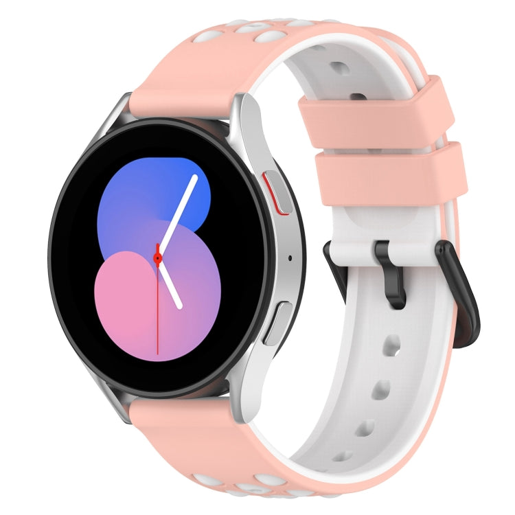 สายรัดนาฬิกาซิลิโคนสองสีแบบมีรูขนาด 20mm สำหรับ Samsung Galaxy Watch5 44mm, สำหรับ Samsung Galaxy Watch5 40mm, สำหรับ Samsung Galaxy Watch5 Pro 45mm, สำหรับ Samsung Galaxy Watch4 44mm