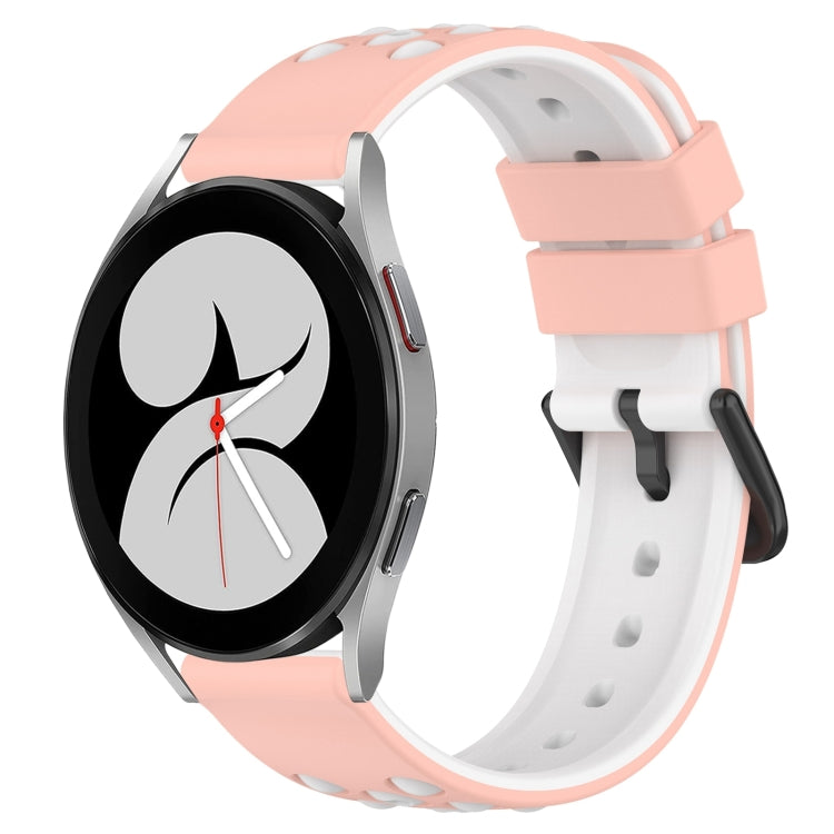 สายรัดนาฬิกาซิลิโคนรูพรุนสองสี 20 มม. สำหรับ Samsung Galaxy Watch4 40 มม., สำหรับ Samsung Galaxy Watch4 Classic 42 มม., สำหรับ Samsung Galaxy Watch4 Classic 46 มม., สำหรับ Samsung Galaxy Watch Active2 40 มม.