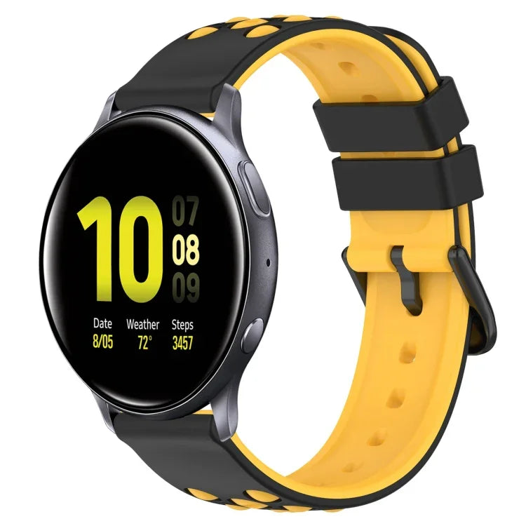 20mm Two-Color Porous Silicone Watch Band, For Samsung Galaxy Watch Active2 44mm, For Samsung Galaxy Watch 42mm