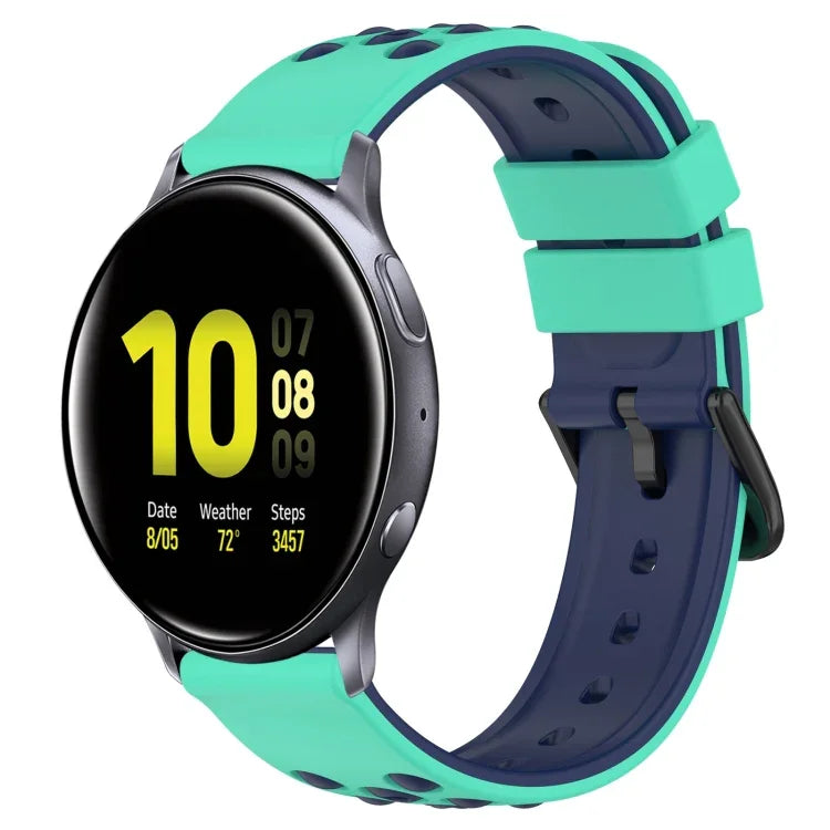 20mm Two-Color Porous Silicone Watch Band, For Samsung Galaxy Watch Active2 44mm, For Samsung Galaxy Watch 42mm