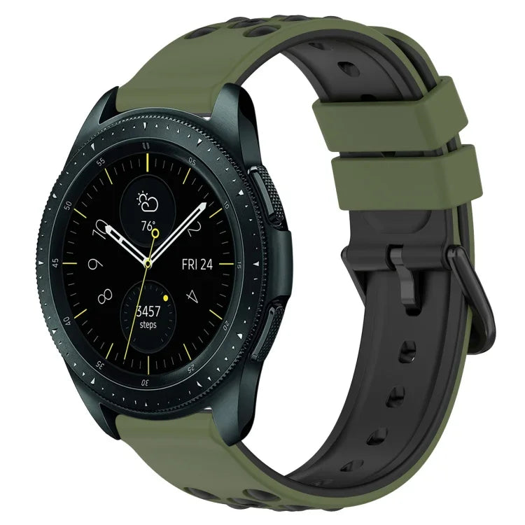20mm Two-Color Porous Silicone Watch Band, For Samsung Galaxy Watch Active2 44mm, For Samsung Galaxy Watch 42mm
