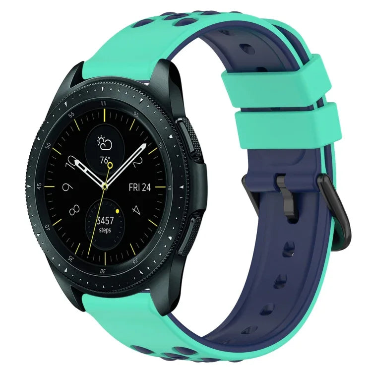 20mm Two-Color Porous Silicone Watch Band, For Samsung Galaxy Watch Active2 44mm, For Samsung Galaxy Watch 42mm