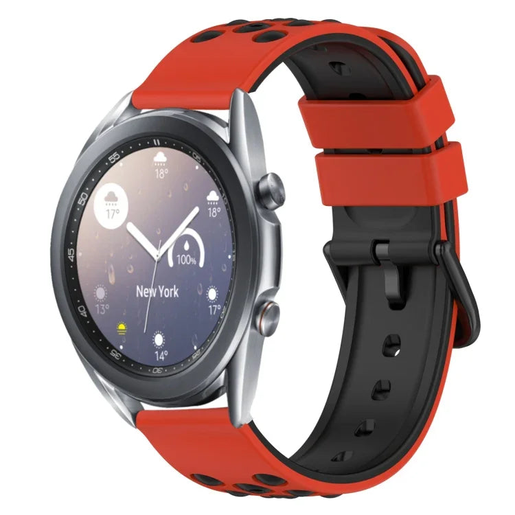22mm Two-Color Porous Silicone Watch Band, For Samsung Galaxy Watch3 45mm, For Samsung Galaxy Watch 46mm, For Samsung Gear S3 Classic, For Samsung Gear S3 Frontier