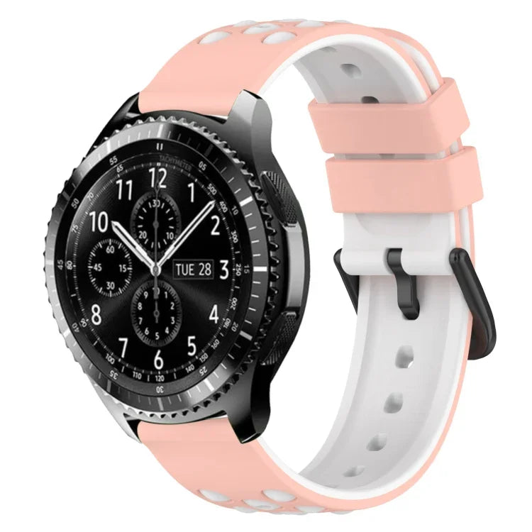 22mm Two-Color Porous Silicone Watch Band, For Samsung Galaxy Watch3 45mm, For Samsung Galaxy Watch 46mm, For Samsung Gear S3 Classic, For Samsung Gear S3 Frontier