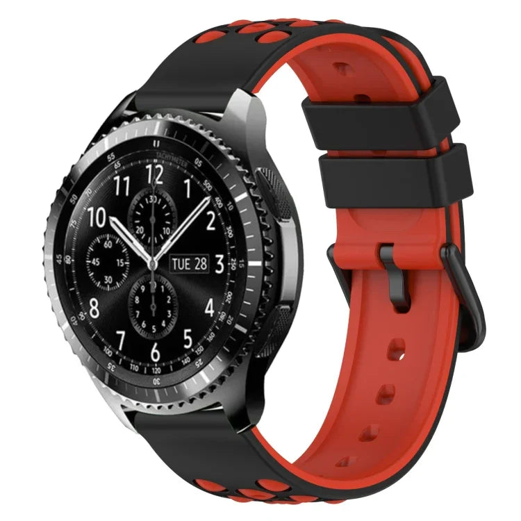 22mm Two-Color Porous Silicone Watch Band, For Samsung Galaxy Watch3 45mm, For Samsung Galaxy Watch 46mm, For Samsung Gear S3 Classic, For Samsung Gear S3 Frontier