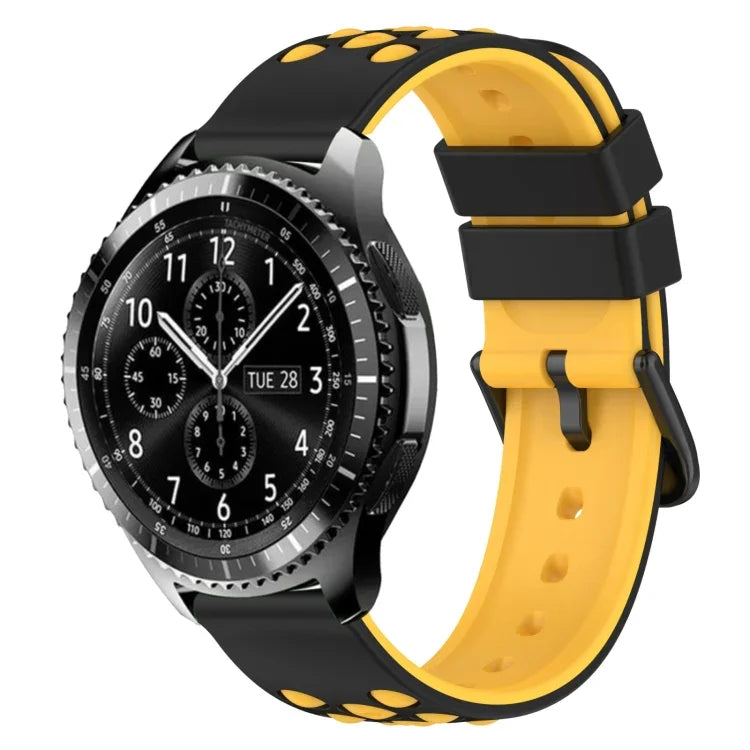22mm Two-Color Porous Silicone Watch Band, For Samsung Galaxy Watch3 45mm, For Samsung Galaxy Watch 46mm, For Samsung Gear S3 Classic, For Samsung Gear S3 Frontier