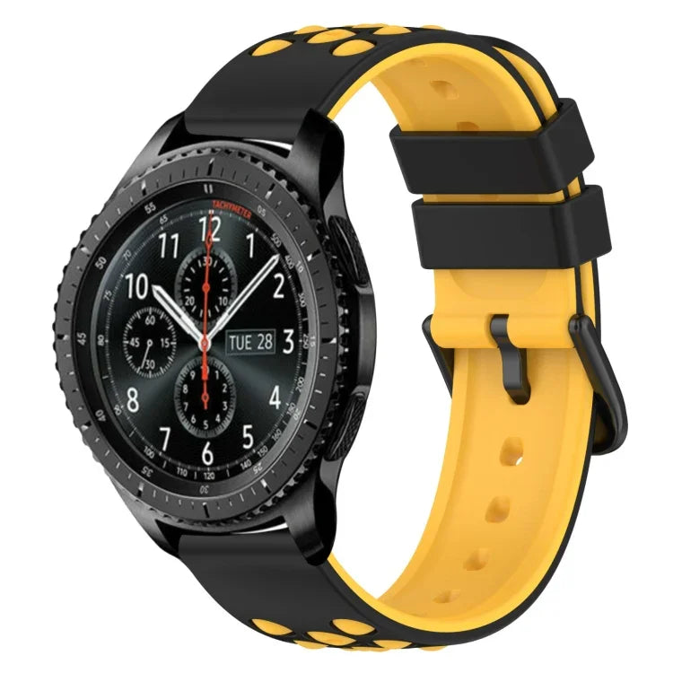 22mm Two-Color Porous Silicone Watch Band, For Samsung Galaxy Watch3 45mm, For Samsung Galaxy Watch 46mm, For Samsung Gear S3 Classic, For Samsung Gear S3 Frontier