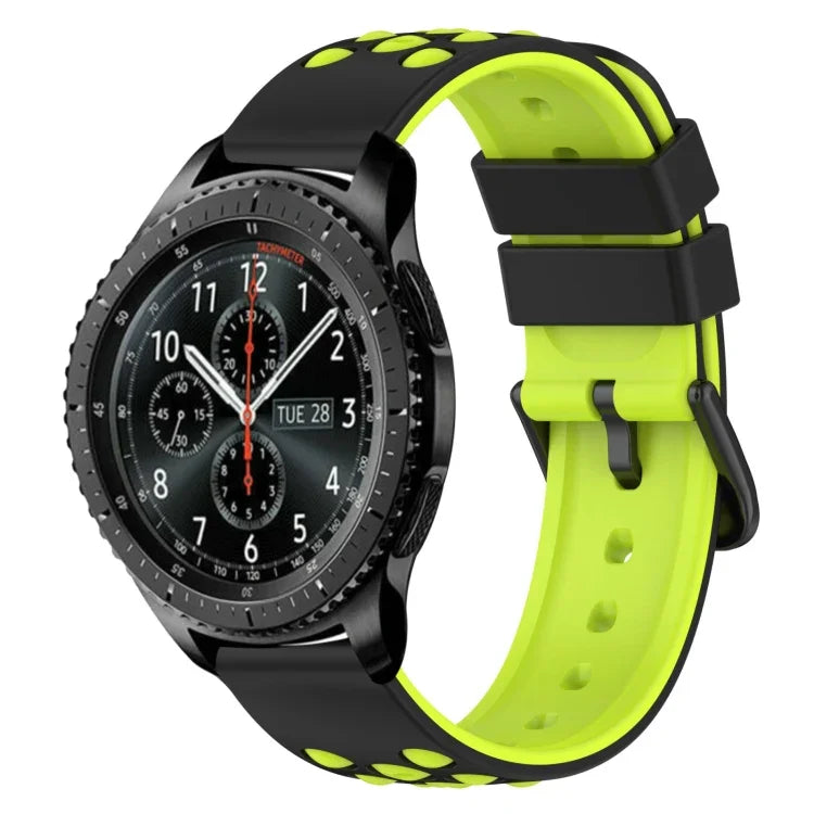 22mm Two-Color Porous Silicone Watch Band, For Samsung Galaxy Watch3 45mm, For Samsung Galaxy Watch 46mm, For Samsung Gear S3 Classic, For Samsung Gear S3 Frontier